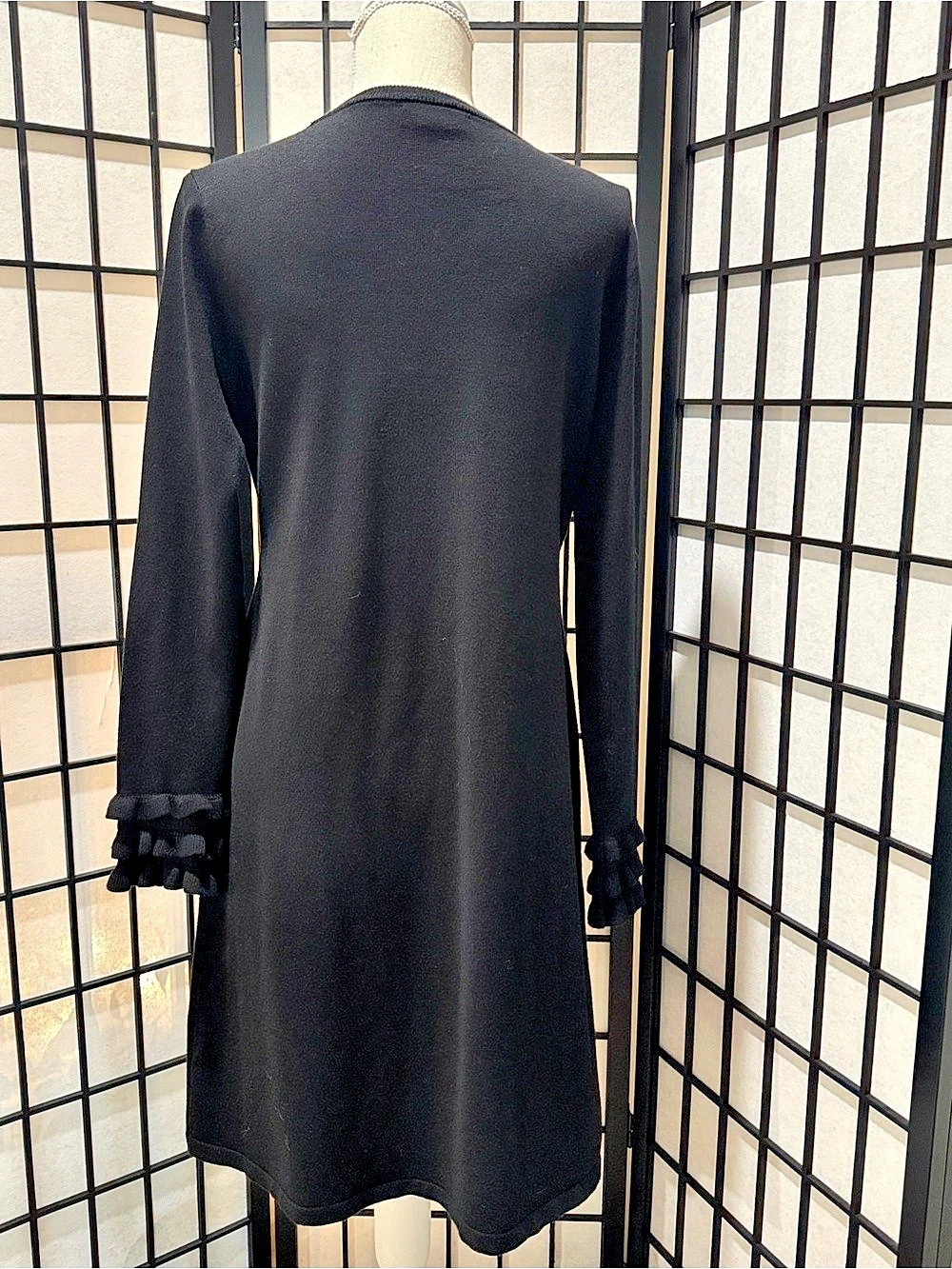 Calvin Klein Black Ruffle Cuff Mini Dress Size XL Like New - Picture 2 of 6